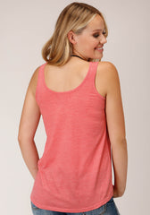 Roper Womens Sleeveless Knit Coral Poly Rayon Swing Tank Top - Roper