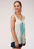 Roper Womens Heather Gray With Sequin Decoration Sleeveless Knit Top