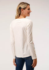 Roper Womens Long Sleeve Knit Cotton Slub Jersey Raglan Slv Top - Flyclothing LLC