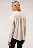 Roper Womens Long Sleeve Knit Cream Slub Jersey Peasant Top - Flyclothing LLC