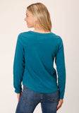 Roper Womens Long Sleeve Knit Cotton Slub Jersey Tee Shirt Top - Flyclothing LLC