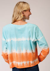 Roper Womens Long Sleeve Knit Tie Die Long Sleeve Tshirt Top - Flyclothing LLC