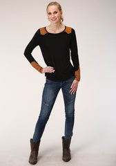 Roper Womens Long Sleeve Knit Poly Rayon Long Sleeve Scoop Neck Top - Flyclothing LLC