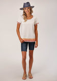 Roper Womens Short Sleeve Knit Slub Cotton Jersey Tee Top - Flyclothing LLC