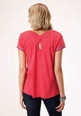 Roper Womens Short Sleeve Knit Cotton Slub Jersey Tee Top - Flyclothing LLC