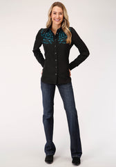 Roper Womens Long Sleeve Snap Retro Shirt Western Shirt - Flyclothing LLC