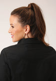 Roper Womens Long Sleeve Snap Solid Poplin Black Western Shirt - Flyclothing LLC