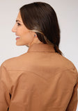 Roper Womens Long Sleeve Snap Solid Poplin Caramel Western Shirt - Flyclothing LLC