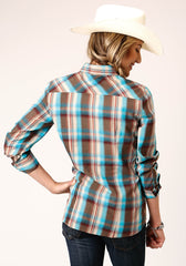 Roper Womens Long Sleeve Snap Desert Dobby Plaid Western Shirt - Flyclothing LLC