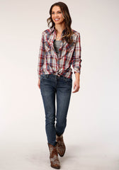 Roper Womens Long Sleeve Snap Honor Plaid Western Shirt - Flyclothing LLC