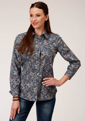 Roper Womens Long Sleeve Snap River Paisley Print Western Shirt