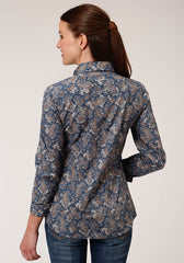 Roper Womens Long Sleeve Snap River Paisley Print Western Shirt - Flyclothing LLC