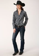 Roper Womens Long Sleeve Snap Starry Night Paisley Western Shirt - Flyclothing LLC