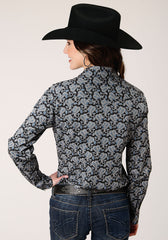 Roper Womens Long Sleeve Snap Starry Night Paisley Western Shirt - Flyclothing LLC