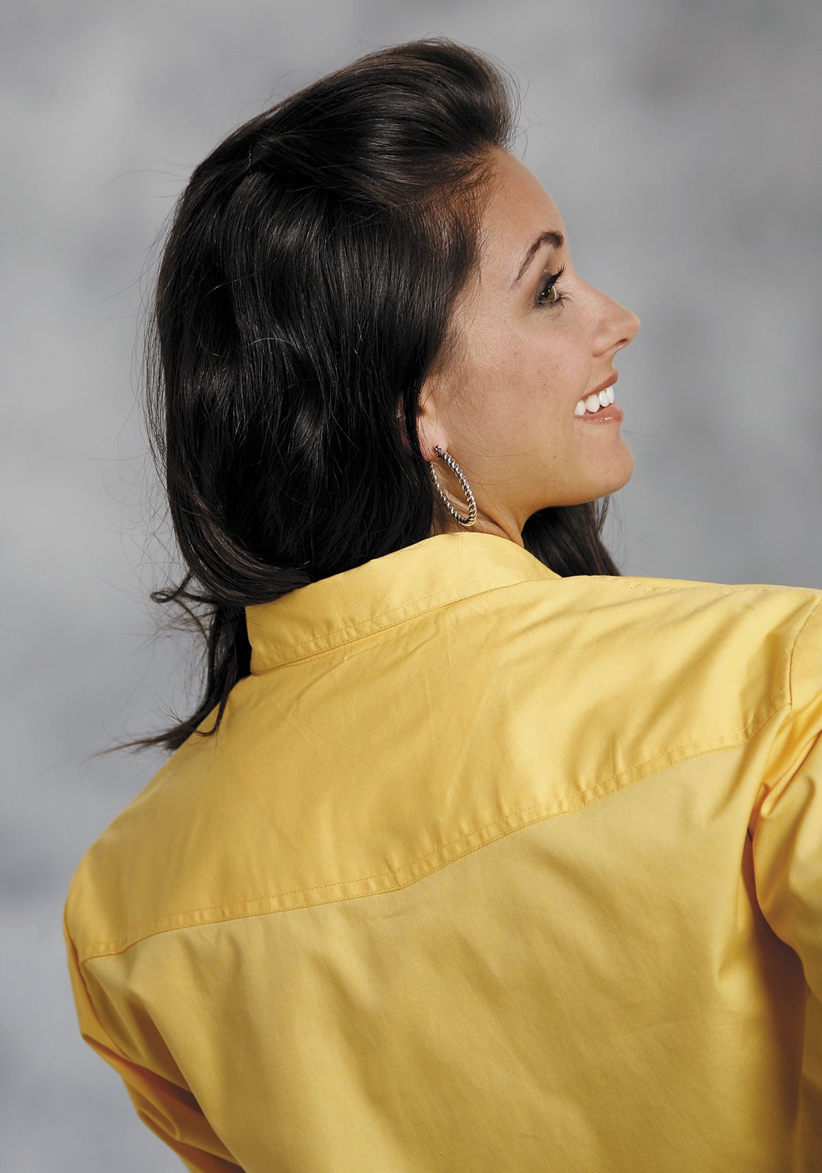 Roper Womens Yellow Solid Long Sleeve Western Snap Shirt