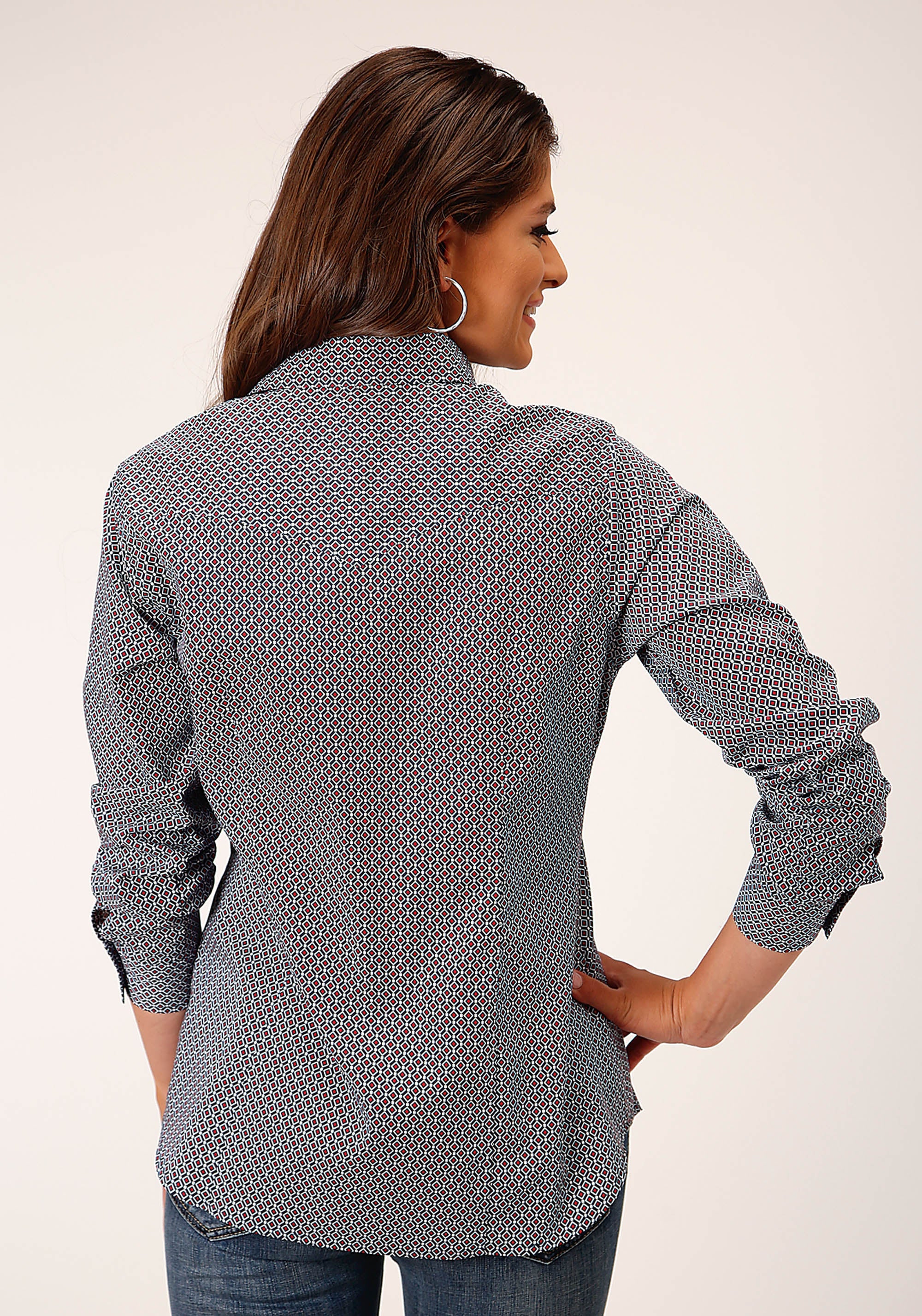 Roper Womens Long Sleeve Button Classic Geo Western Shirt - Flyclothing LLC