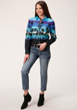 Roper Womens Long Sleeve Snap Beach Roundup Border Western Shirt - Flyclothing LLC