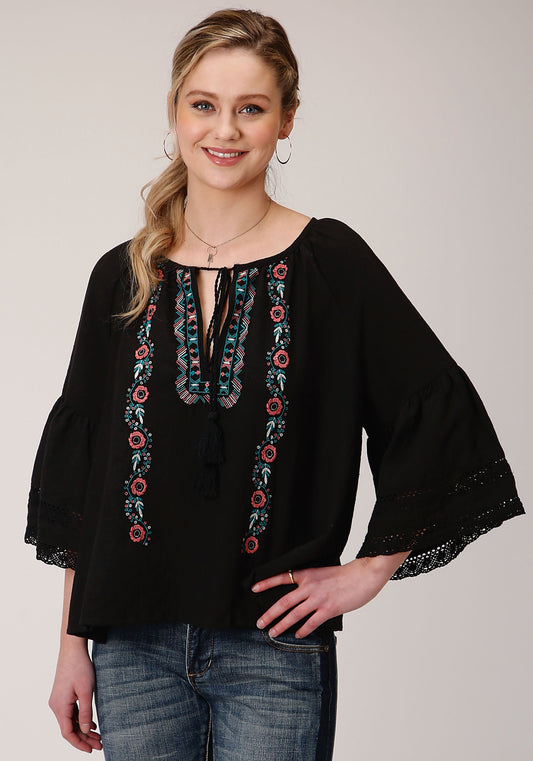 Roper Womens Long Sleeve Cotton Blend Blouse