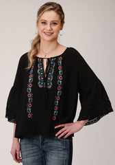 Roper Womens Long Sleeve Cotton Blend Blouse - Roper