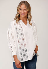 Roper Womens Long Sleeve 3 Qtr Sleeve Peasant Blouse