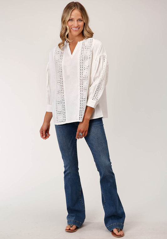 Roper Womens Long Sleeve 3 Qtr Sleeve Peasant Blouse - Flyclothing LLC