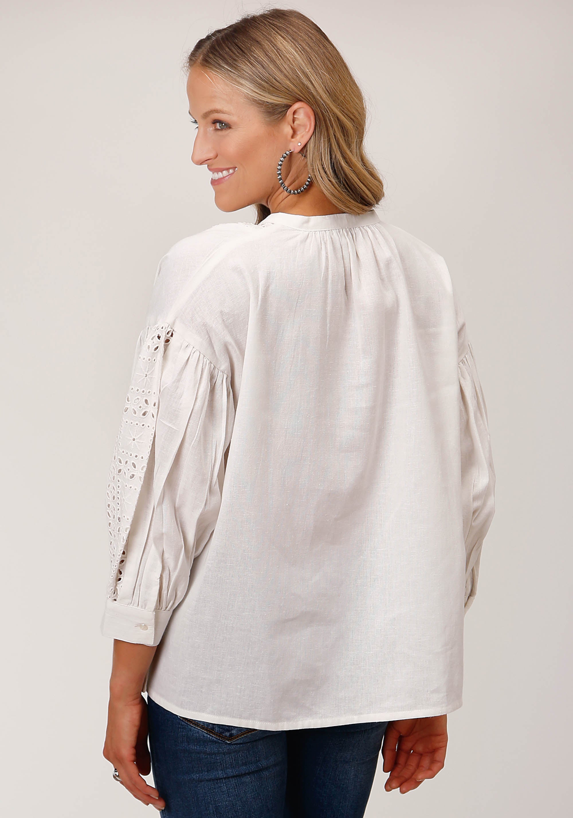 Roper Womens Long Sleeve 3 Qtr Sleeve Peasant Blouse - Flyclothing LLC