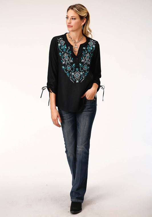 Roper Womens Long Sleeve Rayon Challis Peasant Blouse - Flyclothing LLC