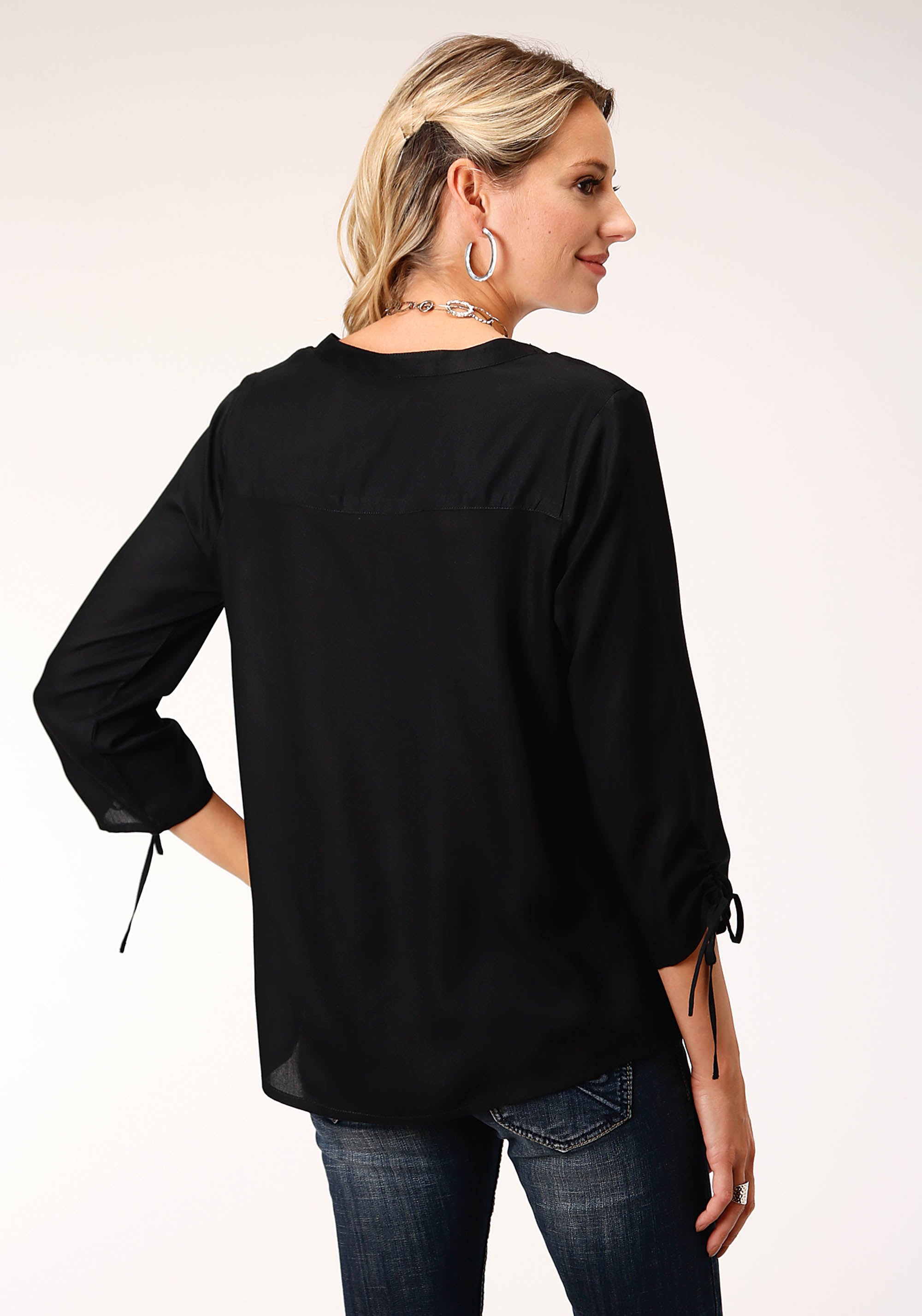 Roper Womens Long Sleeve Rayon Challis Peasant Blouse - Flyclothing LLC