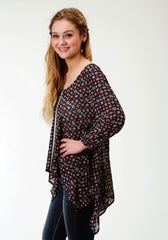 Roper Womens Multicolored Print Long Sleeve Tunic Length Western Shirt