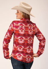 Roper Womens Long Sleeve Rayon Aztec Print Western Blouse - Flyclothing LLC