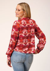 Roper WOMENS LONG SLEEVE RAYON AZTEC PRINT BLOUSE - Flyclothing LLC