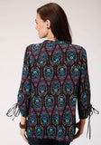 Roper Womens Purple Jewel Tone Paisley Print Long Sleeve Western Shirt