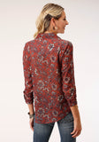 Roper Womens Long Sleeve Rust Floral Border Print Blouse - Flyclothing LLC