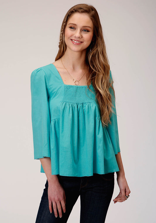 Roper Womens Long Sleeve Cotton Slub Blouse - Roper