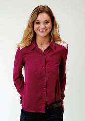 Roper Womens Wine Long Sleeve Western Shirt