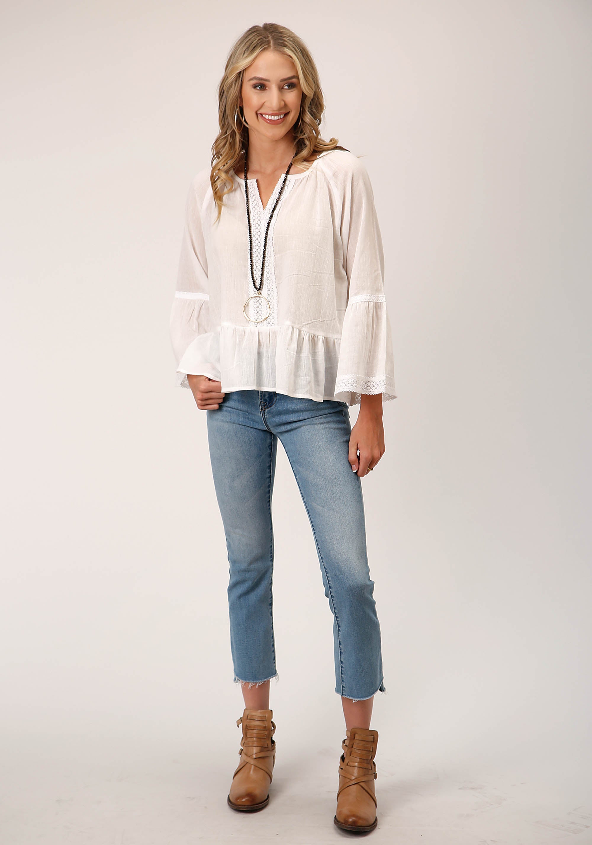 Roper Womens Long Sleeve Viscose Cotton Crepe Blouse - Flyclothing LLC