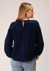 Roper Womens Long Sleeve Corduroy Velour Long Sleeve  Blouse - Flyclothing LLC