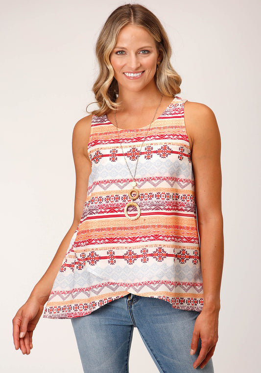 Roper Womens Sleeveless Aztec Print Rayon Tank Blouse