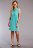 Roper Womens Turquoise Solid Sleeveless Dress - Roper