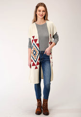 Roper Womens Knit Cream Cardigan Sweater - Roper