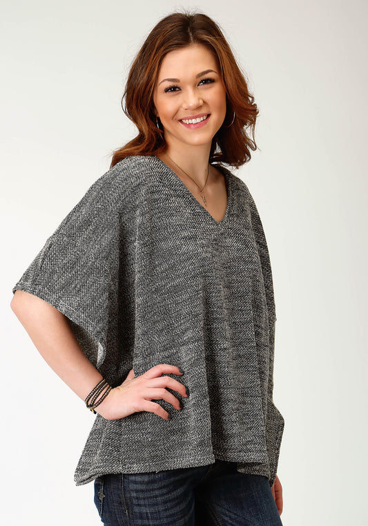 Roper Womens Gray Knit Poncho