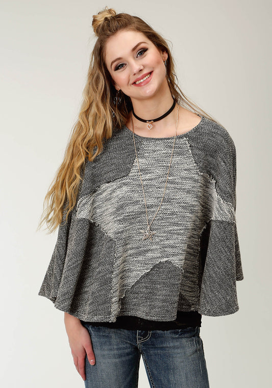 Roper Womens Grey Solid Knit Sweater Poncho