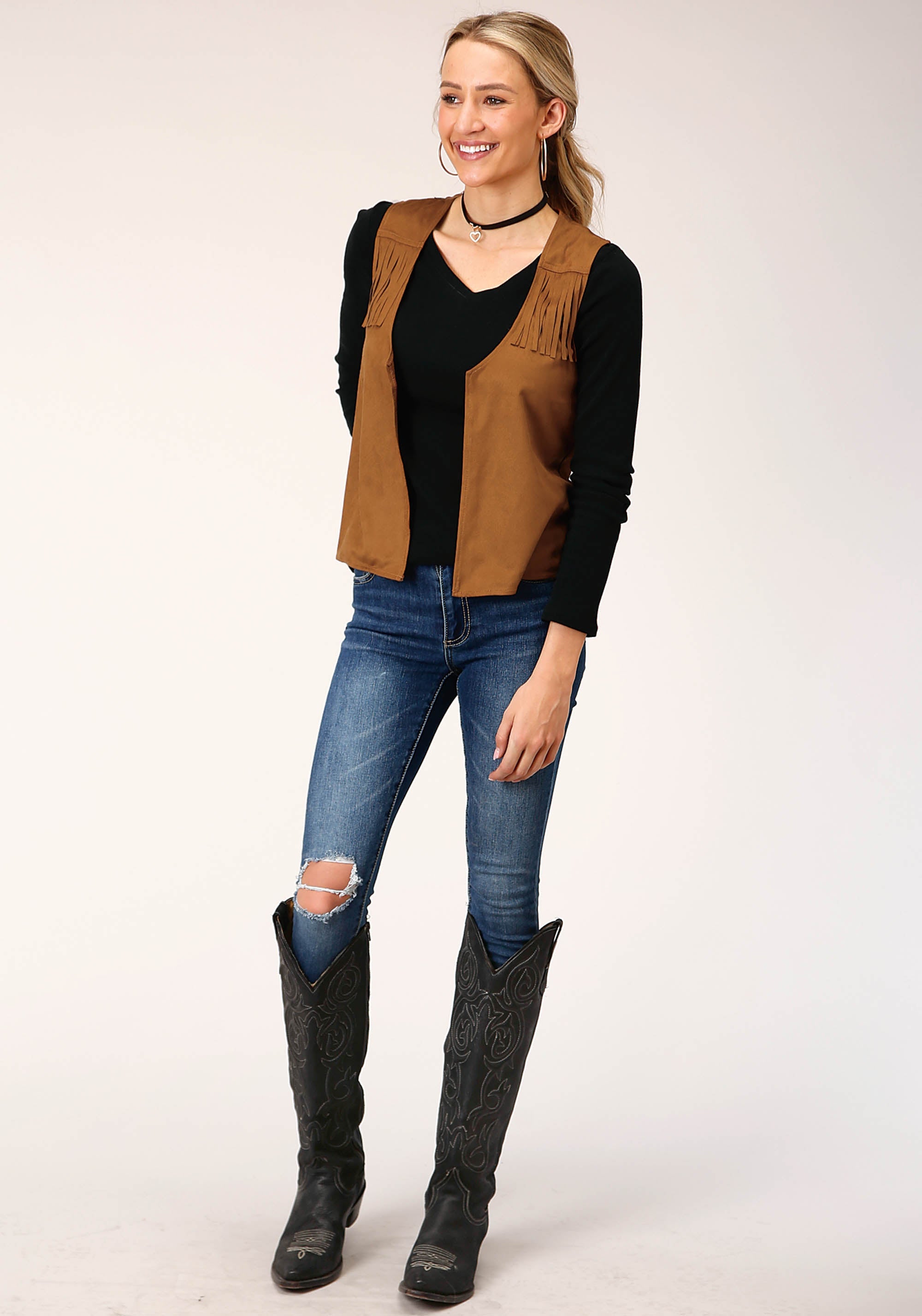 Roper Womens Brown Poly Suede Vest