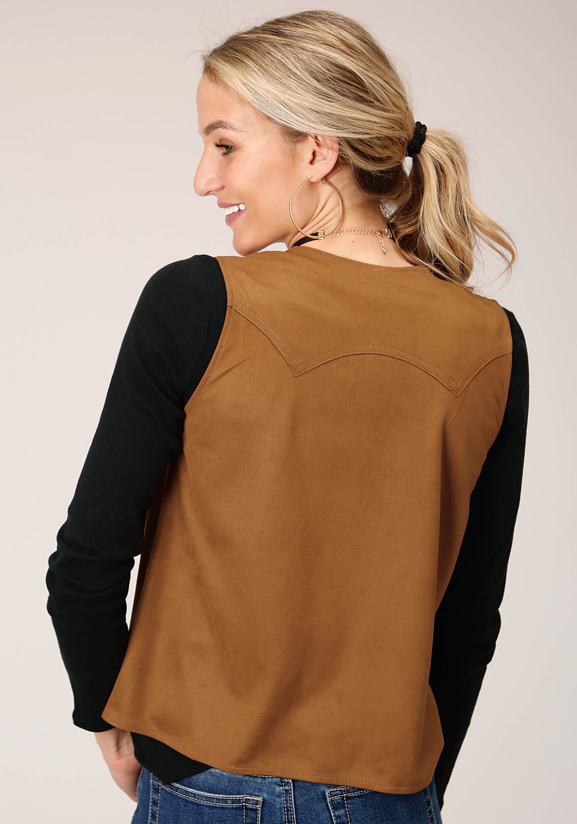 Roper Womens Brown Poly Suede Vest - Flyclothing LLC