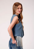 Roper Womens Dark Wash Denim Western Vest - Flyclothing LLC