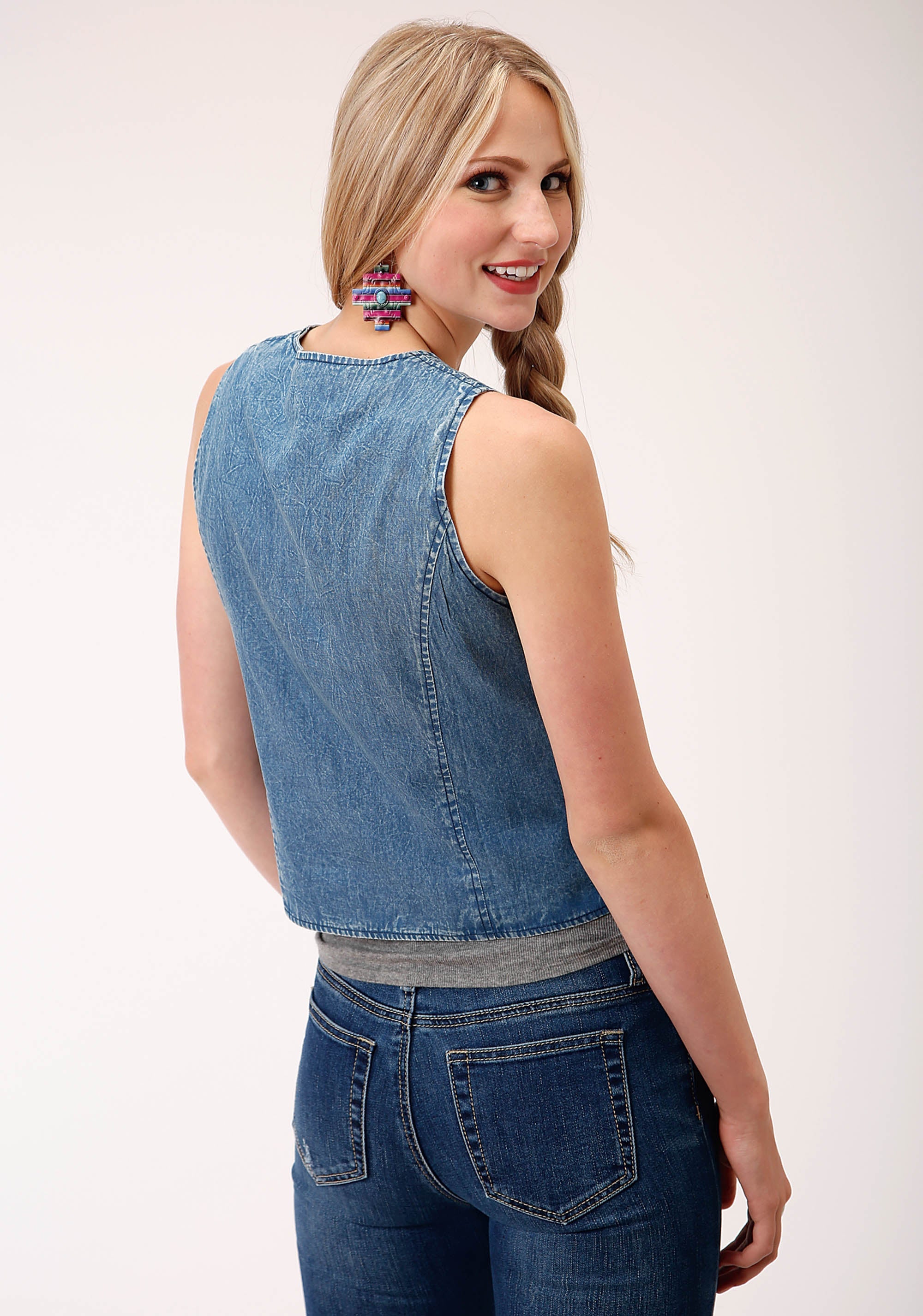 Roper Womens Denim Camisole Blue 100% Cotton S/L Tank Top – The Western  Company