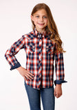 Roper Girls Long Sleeve Snap Blue Ombre Dobby Western Shirt