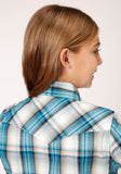 Roper Girls Long Sleeve Snap Vintage Turquoise Plaid Western Shirt - Flyclothing LLC