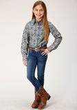 Roper Girls Long Sleeve Snap Geometric Aztec Western Shirt - Flyclothing LLC