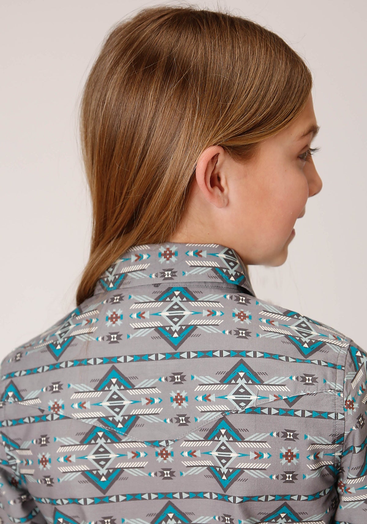 Roper Girls Long Sleeve Snap Geometric Aztec Western Shirt - Flyclothing LLC